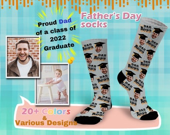 Personalized gift for Dad, Fathers Day Socks, Proud dad grandpa of a class of 2025 graduate photo socks, Custom face s sock,graduation gifts