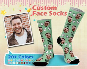 Custom face socks, Fathers Day Socks, Put Any Face and Text On The Socks, Best Dad Ever Socks, Fathers Day Gift, Best Gift For Dad/ grandpa,