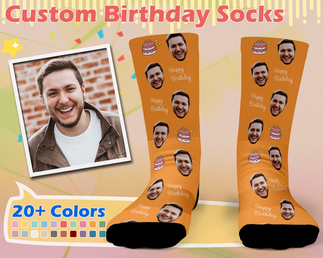 Custom Happy Birthday Face Socks, Birthday Gift, Personalized Socks