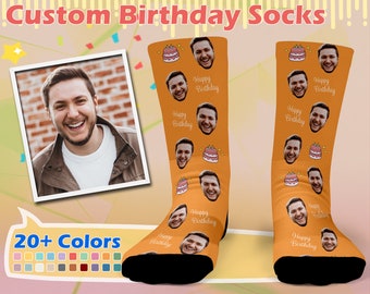 Custom Happy Birthday Face Socks, Birthday Gift, Personalized Socks, Birthday Socks, Funny Socks, Socks For Men and Women,Chirstmas Gift