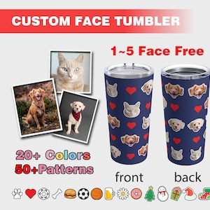 Custom pet Tumbler,Personalized Photo Tumbler with pet&#39;s faces,Customized dog faces on Travel Mug,Father’s Day,Graduation Gift,Father&#39;s Day