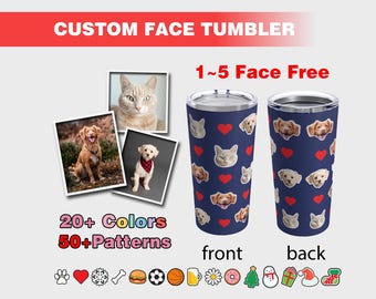 Custom pet Tumbler,Personalized Photo Tumbler with pet's faces,Customized dog faces onTravel Mug,Father’s Day,GraduationGift,  Mother's Day
