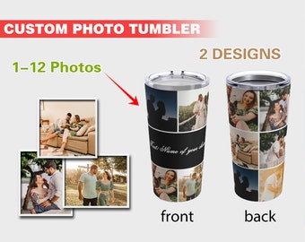 Custom Tumbler with any Picture, Personalized Photo Collage Tumbler with text, Customized Travel Mug, Gift for Christmas，Valentine's Day