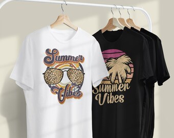 Summer Vibes Shirt for Women Man - Retro Summer Vibes T Shirt - Summer Vibes Gift for Her - Retro Beach Tshirt - Leopard Summer Shirt Unisex