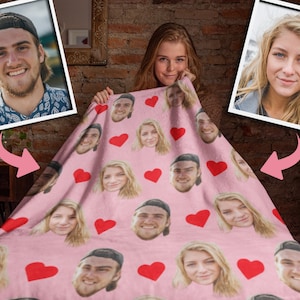 Personalized Photo face blanket, Custom Photo Blanket, faces on blanket,Gift for Family Members, back to school gift,  Valentine's Day