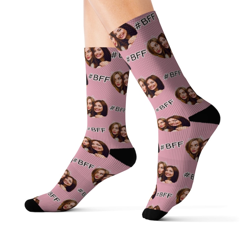 Custom Socks for Best Friend, Best Friend Forever on Socks, Gift For BFF, Custom Socks for friend,Face On Socks, Valentine's Day image 2