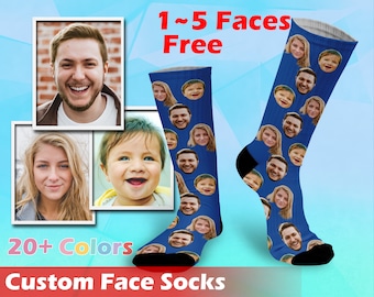 Chaussettes personnalisées, Mettez n'importe quel visage sur les chaussettes, Chaussette personnalisée avec texte, grimaces sur les chaussettes, cadeau pour papa/grand-père, promotion 2024, fête des mères