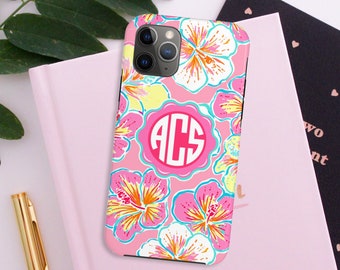 Preppy Monogram Phone Case, Monogram Iphone Case, Floral Phone Case,Tough Case,r iPhone 15 Pro Max Galaxy S23 PlusS Max, Graduation Gift