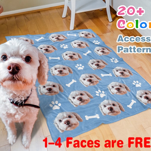 Custom Dog Face Blankets, Personalized Pet Photo Blanket, Dog blankets, put any faces on blanket, back to school gift, Valentine's Day