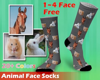 Customized Animal Face Socks, Put Any Faces On socks, Animal Photo Socks , Horse Rabbit Hamster Faces on Socks,Father's Day,Graduation Gift