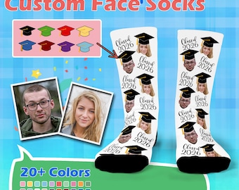 Custom Graduation Socks, Custom Face Socks, Graduation Gift for Him, Grad Socks, Personalized Graduation Socks, Grad Gifts for class of 2026