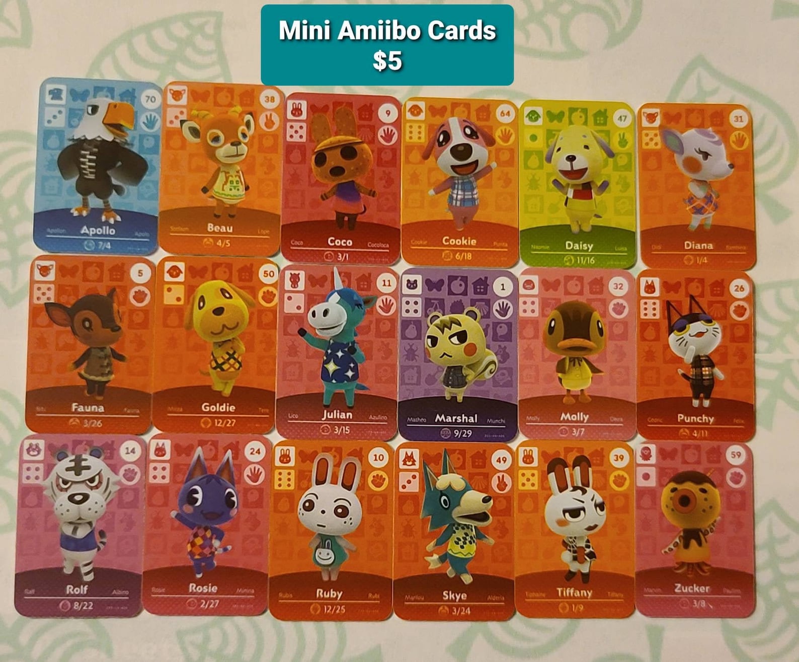 SALE Animal Crossing Amiibo Amiibo Card Mini Amiibo Card Etsy