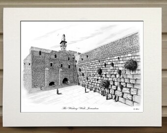 Wailing Wall A4 Print, Christianity, Jewish, Jerusalem, Jewish wall art deco, Western Wall, Jesus, Kotel,Israel, Holy Land, Christmas, gift