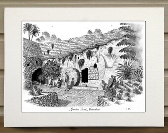 Garden Tomb A4 Print, Baptism, Christmas, Holy Land, God, tomb, Jerusalem, Easter, Baptising, Holy, Israel, Resurrection, Jesus, prints