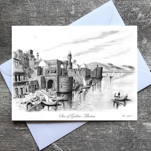 Pack terre sainte de 5 cartes de vœux « Mer de Galilée », Baptême, Noël, Israël, Juif, Jérusalem, Pâques, Dieu, Résurrection, Jésus, Kineret