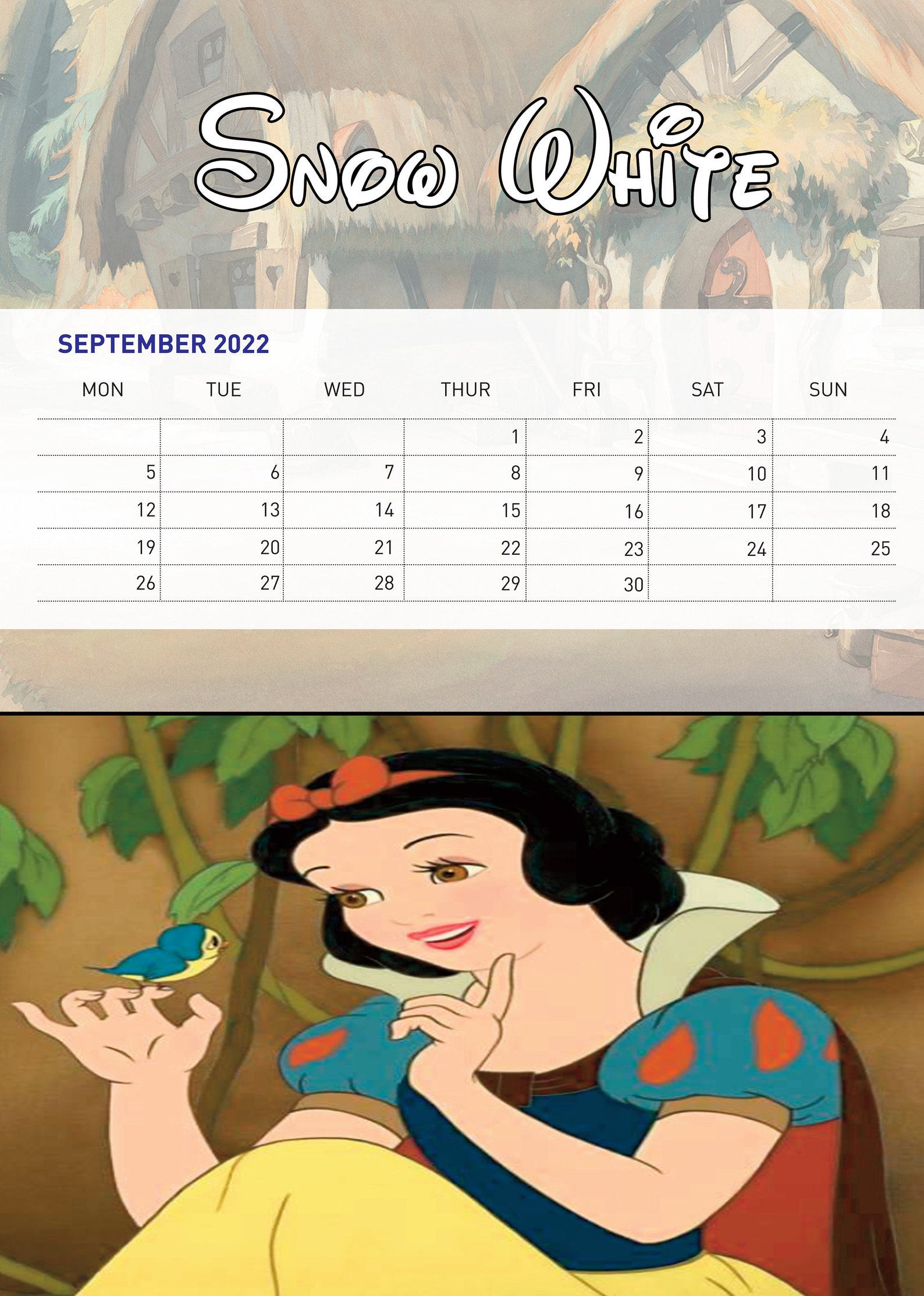 Disney 2022 Calendar Handmade Disney Calendar for Kids 2022 Etsy