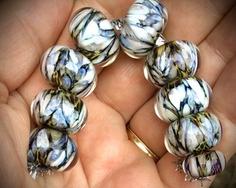 lots of colours Handmade Borosilicate 22k Gold fumed purple Hand faceted Beads 3 sizes