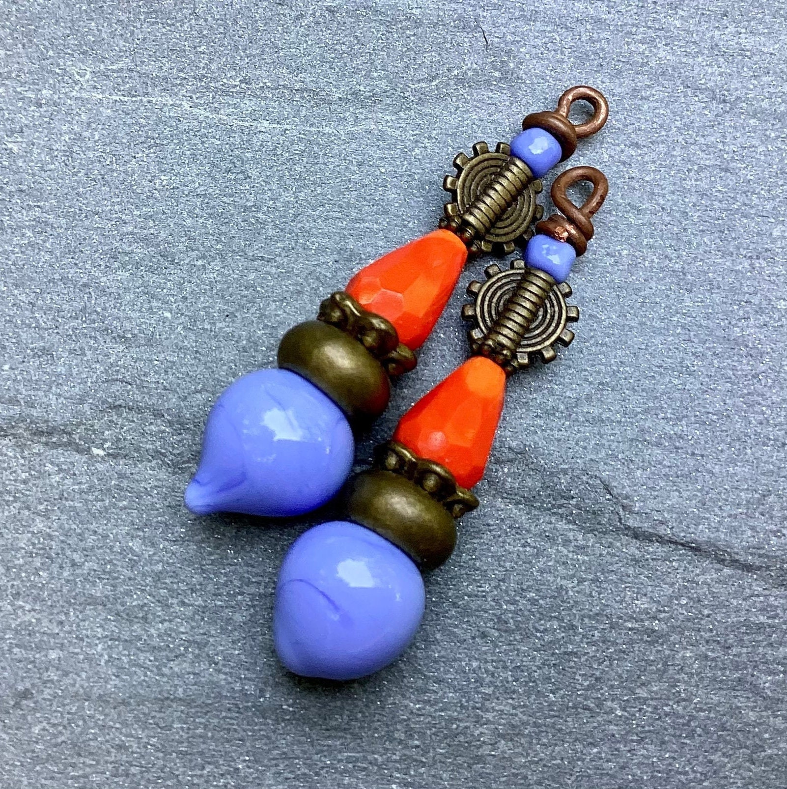 5 Pcs Polymer Clay Beads Set, Handmade, 22 Mm, Metal Imitation, Grunge  Style. OOAK Craft Jewelry Supplies. 
