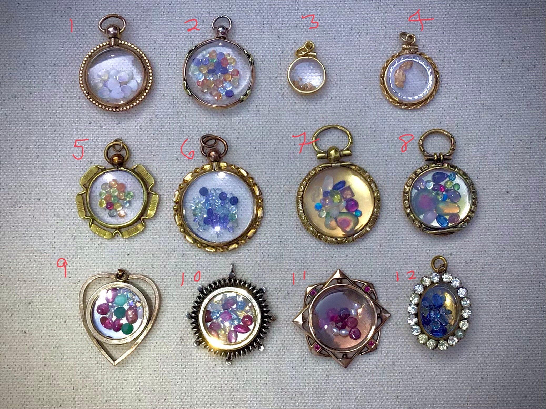 Antique Gold Photo Locket Edwardian Gem Filled Shaker Locket - Etsy