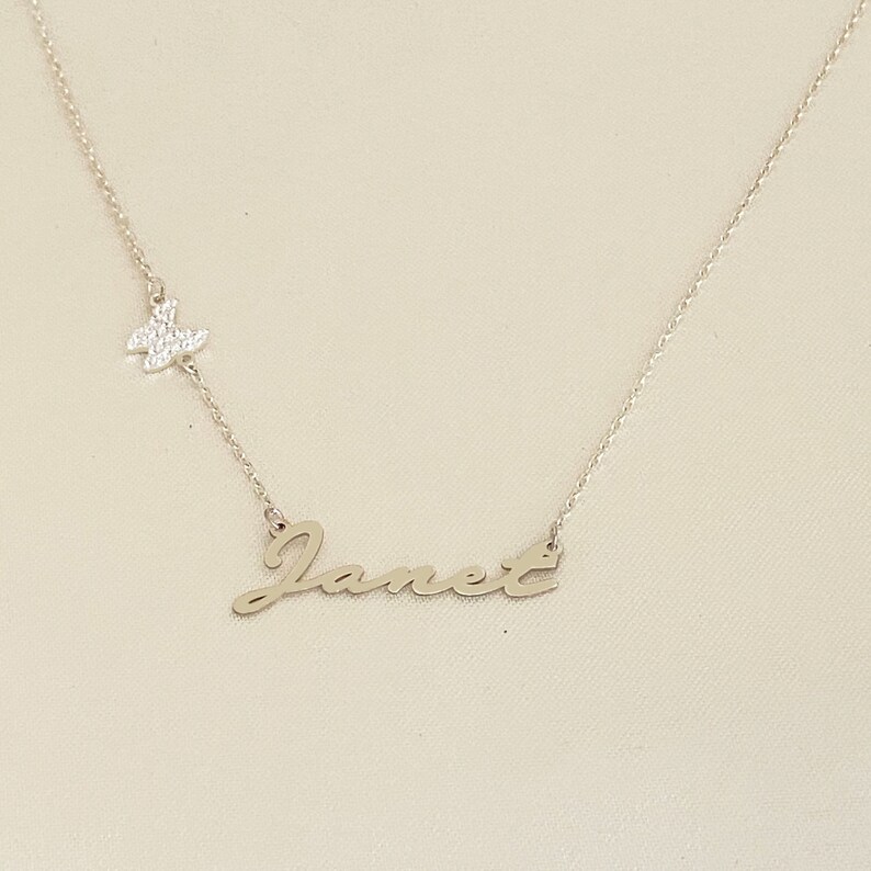 Personalized Name Necklace with a Butterfly \u2022 Minimalist Jewelry \u2022 Custom Name Necklace \u2022 BSN113