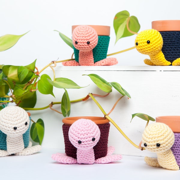 Cache-pots pour plantes modèle "Tortues" - crochet - tissus recyclés -décoration chambres d'enfants - thème animaux - couleurs variées