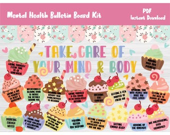 Mental Health Bulletin Board Kit/School Counselor/Counseling/Social Worker/Classroom Wall Door Decor/Motivational Printable/Decoration/L536
