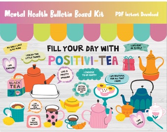 Mental Health Bulletin Board Kit/Growth Mindset/Positive Affirmation/School Counseling Office Wall/Counselor/Student Motivation Decor/L322