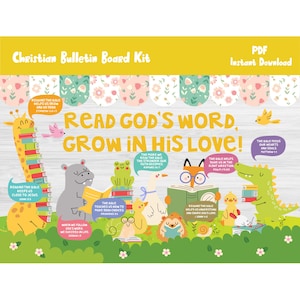 Christian Church Bulletin Board Kit/Sunday School Classroom Wall Door Decor/Bible Verse Decoration/Elementary/Kindergarten/Jesus/God/L580