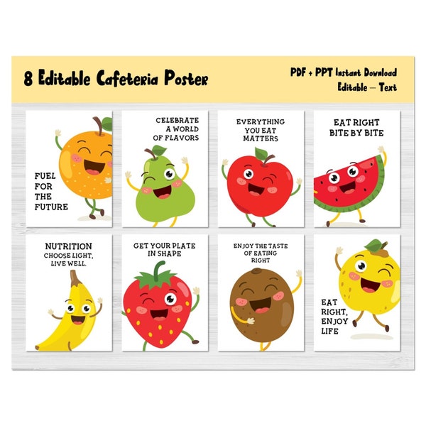 8 Cafeteria Bulletin Board Kit/Kindergarten Lunch Room Posters/Preschool Classroom Printable Decor/Wall Display/Class Teacher Resource/L156