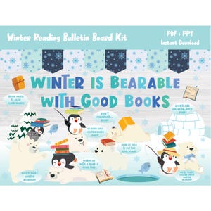 Winter Library Reading Bulletin Board Kit/December Classroom Wall Decor/Elementary/Kindergarten/Preschool Book Corner Decoration/Print/L232