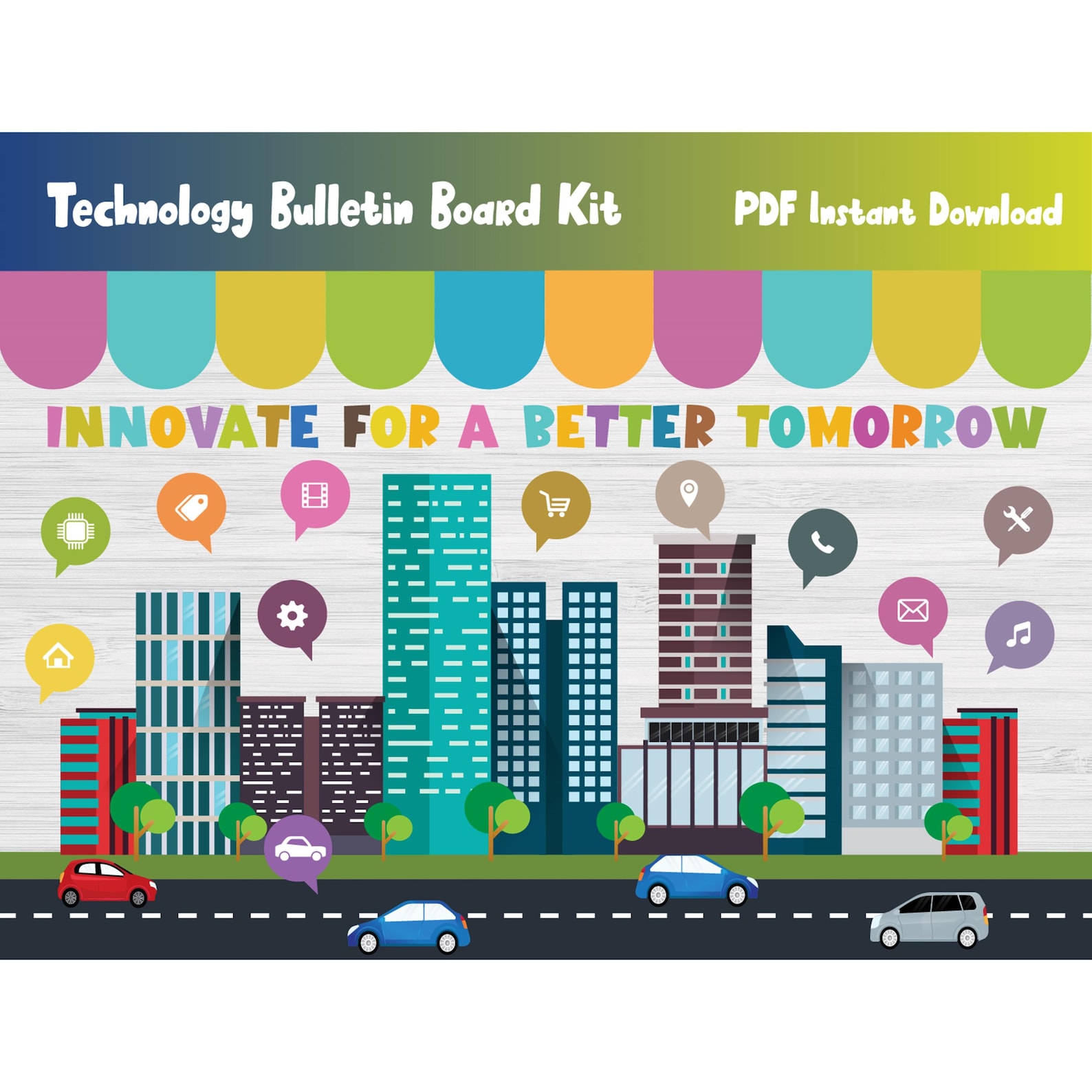 Tech Technology Bulletin Board Kit/computer Lab/classroom/school Wall ...