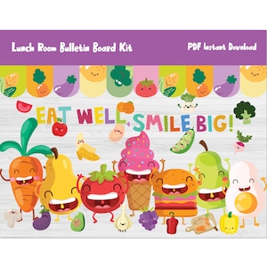 Lunchroom/Lunch Room Bulletin Board Kit/School Cafeteria Wall Decor/Kindergarten/Preschool/Classroom Printable/Health Board Display/L361