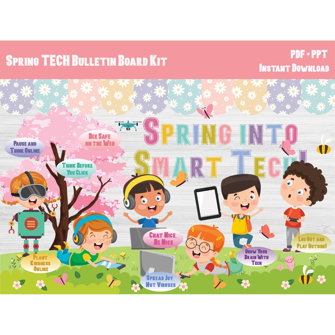 Springtime Technology Spring Technology Tech Bulletin Board Kit/march April STEM STEAM ...