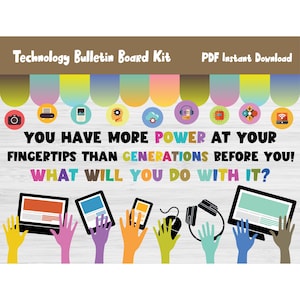 Tech Technology Bulletin Board Kit/Computer Lab/Classroom/School Wall Hallway Decor/Display/Elementary/Primary Middle School/STEM STEAM/L376