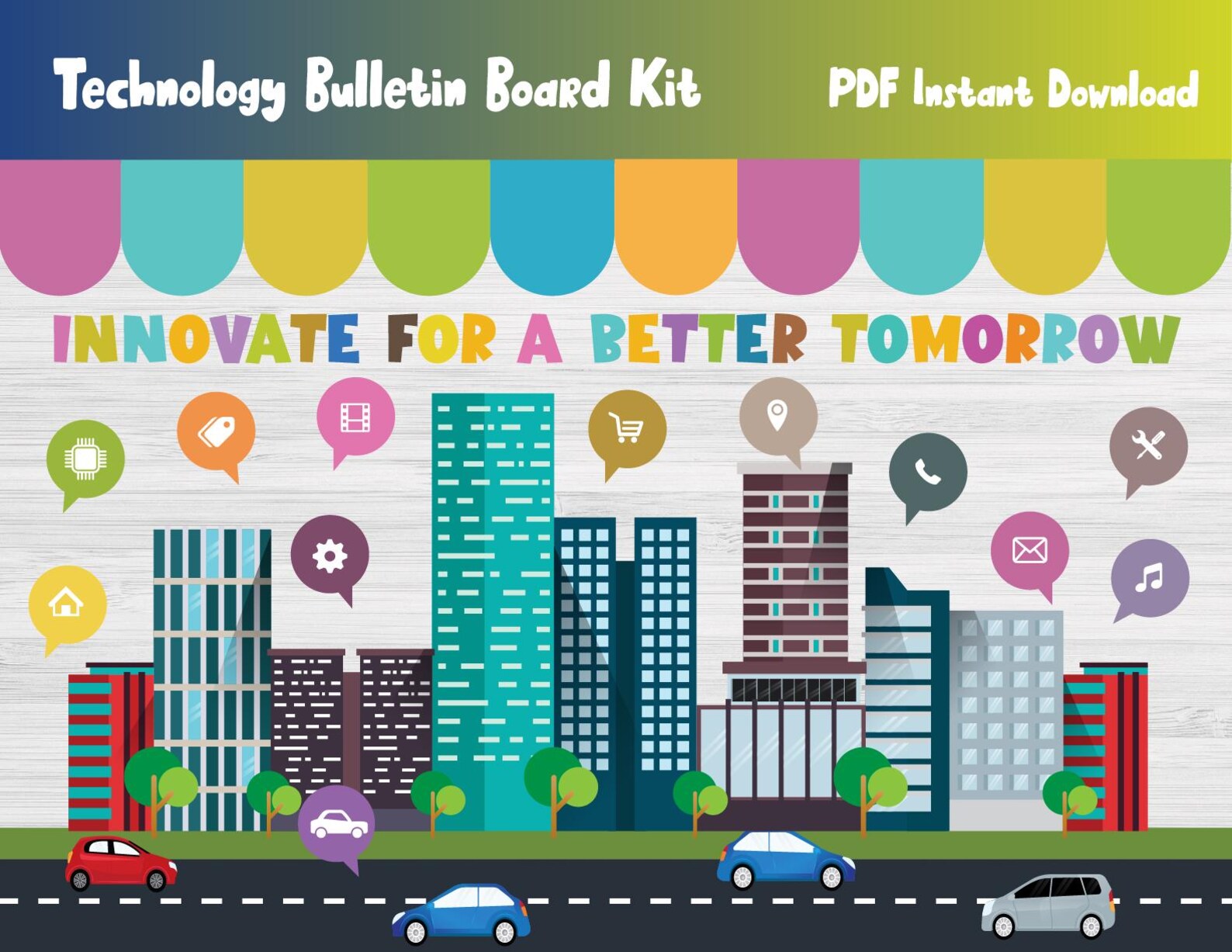 Tech Technology Bulletin Board Kit/computer Lab/classroom/school Wall ...