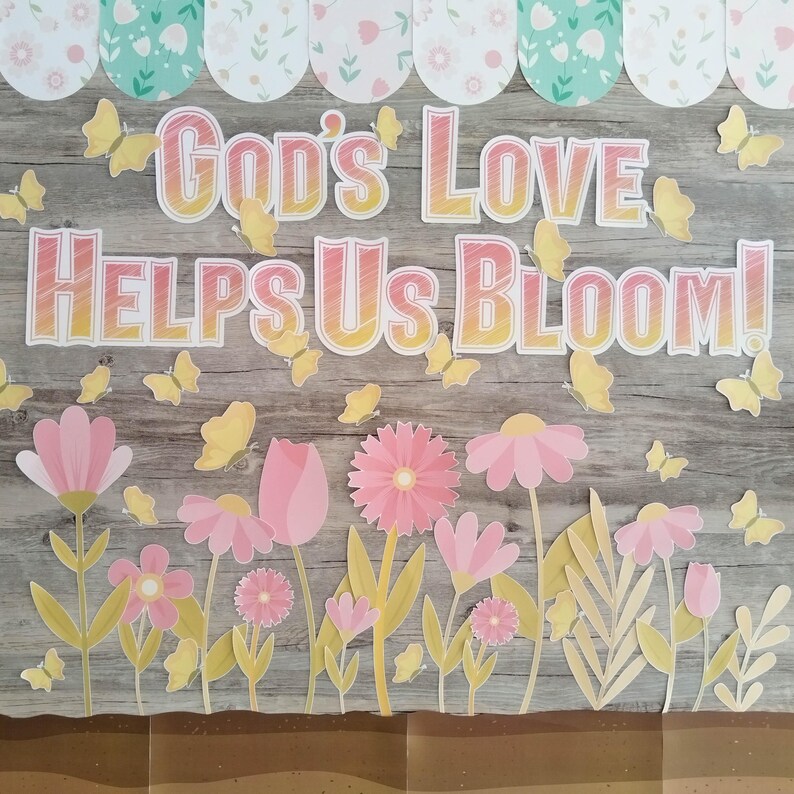 Spring Christian Bulletin Board Kit/church Sunday School Classroom Wall ...