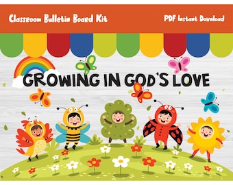 Spring Christian Bulletin Board Kit/Church Sunday School Classroom Decor/March Wall Decoration/Preschool/Kindergarten/Elementary Print/L245