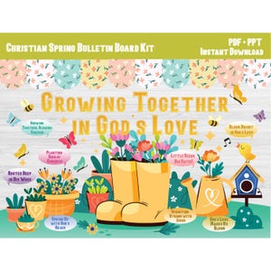 Spring Church Bulletin Board Kit/Sunday School Christian Classroom Wall Decor/March Elementary/Kindergarten/Preschool Decoration/Print/L779