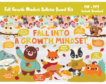 Fall Growth Mindset Bulletin Board Kit/Back To School/Autumn Classroom Decor/Social Emotional Learning/Motivational/Elementary/Kinder/L627