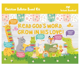 Kit para tablón de anuncios de iglesia cristiana/Decoración de pared y puerta para aula de escuela dominical/Decoración con versículos bíblicos/Primaria/Jardín de infancia/Jesús/Dios/L580