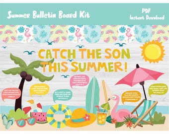 Summer/VBS/June Bulletin Board Kit/Church/Christian/Sunday School Classroom Decor/Daycare/Preschool/Kindergarten/Elementary Printable/L568