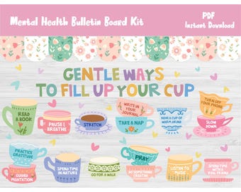 Mental Health Bulletin Board Kit/School Counselor/Counseling Wall Door Decor/Positivity/Self Care/Self Love/Therapy Printable/Decoration/512