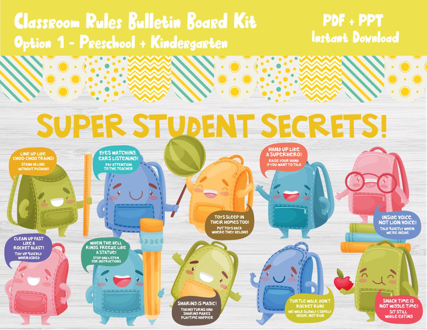 Classroom Rules/kindergarten Welcome Back to School Bulletin Board Kit ...