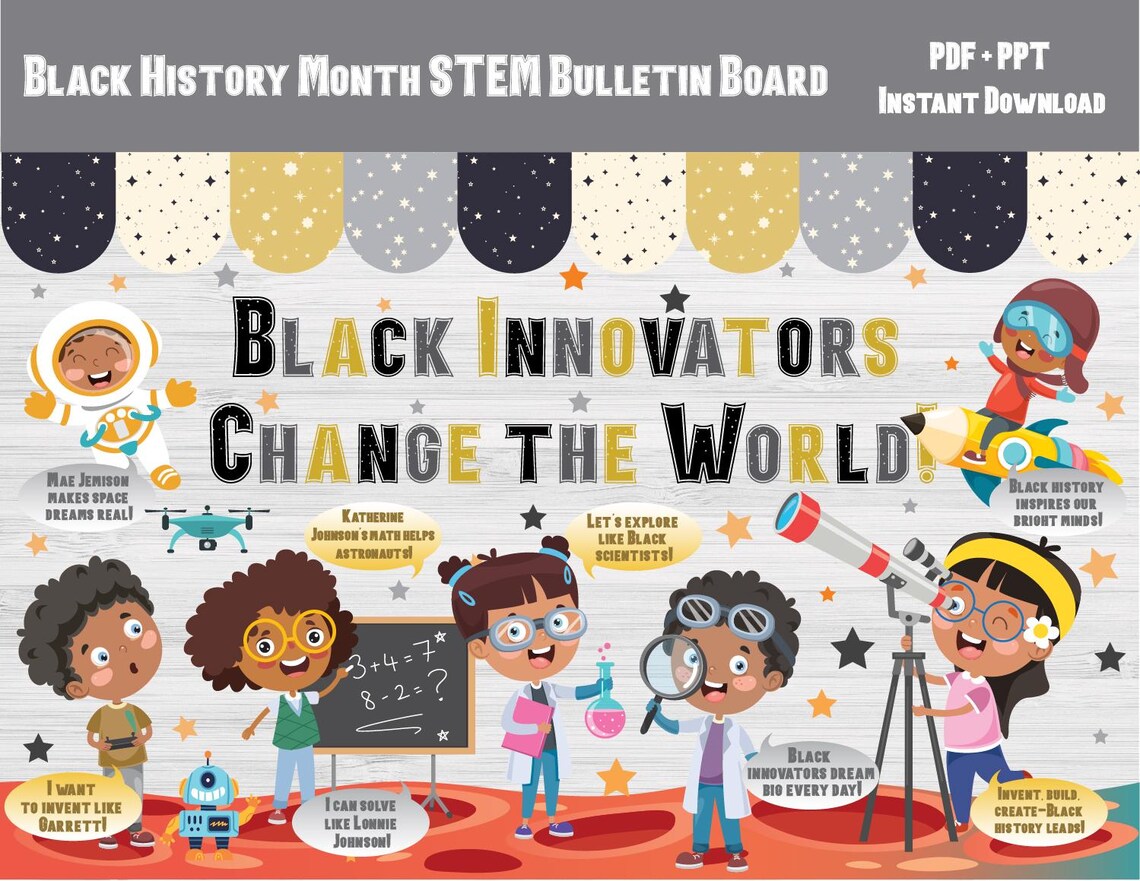 STEM Black History Month Bulletin Board Kit/february Tech/technology ...