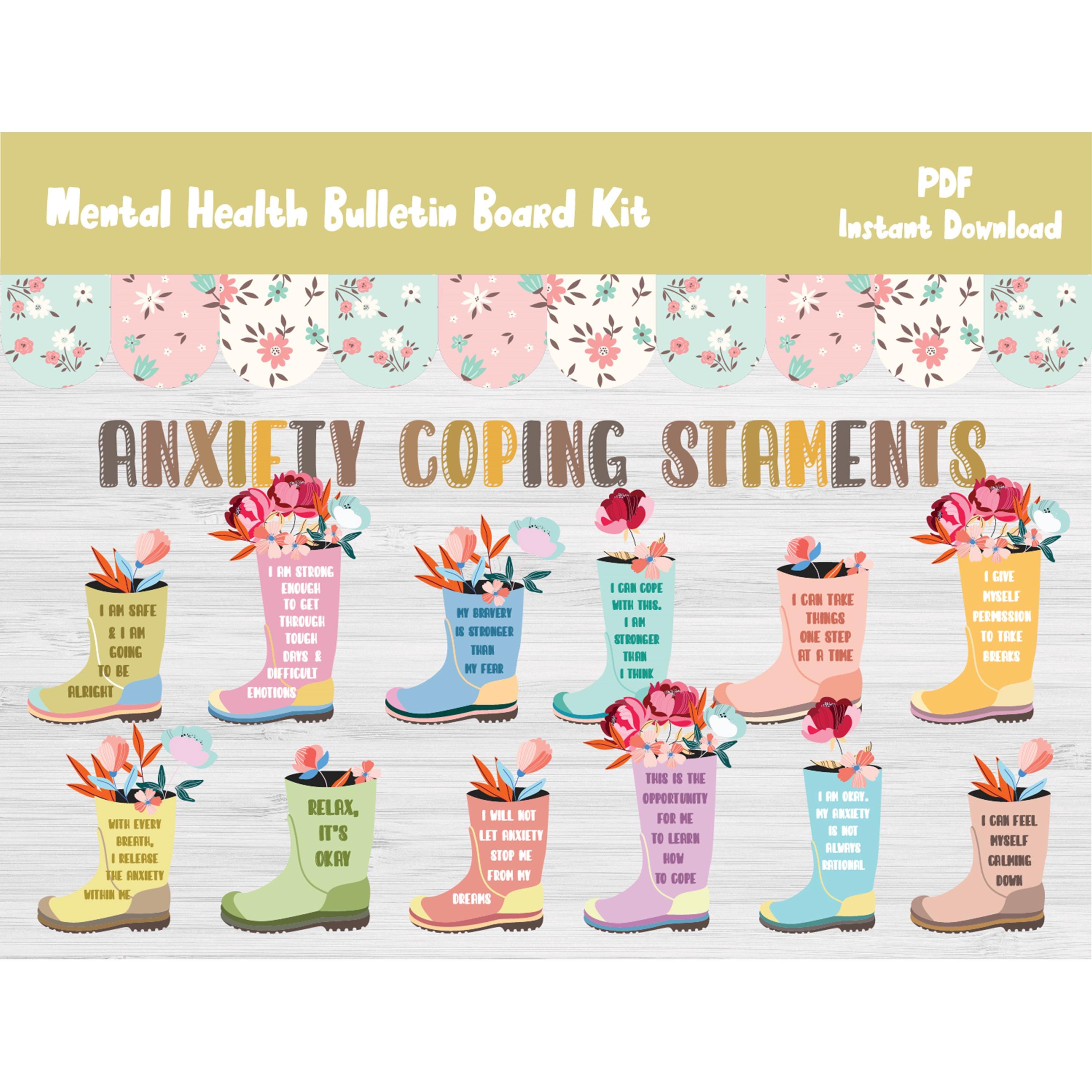 Mental Health Bulletin Board Kit/Anxiety/School Counselor/Counseling/Classroom Wall Decor/Self Care/Self Love/Social Worker Printable/L524