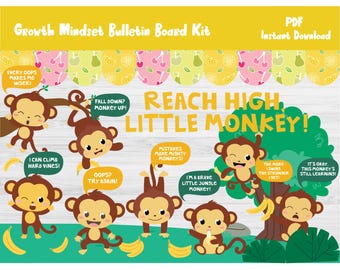 Growth Mindset Back To School Bulletin Board Kit/Motivational Classroom Wall Decor/Social Emotional Learning/Kindergarten/Preschool/L603