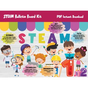 STEAM STEM Bulletin Board Kit/Science Technology Engineering Art Math Classroom/Wall Decor/Door Display/Elementary/Primary School Print/L370