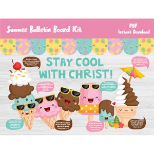 Summer VBS Church Bulletin Board Kit/June/Christian/Sunday School Classroom Decor/Daycare/Preschool/Kindergarten/Elementary Printable/L565