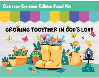 Spring Church Bulletin Board Kit/Sunday School Christian Classroom Decor/Wall Display/Printable/Preschool/Kindergarten/Elementary School/243
