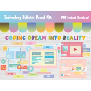 Coding Bulletin Board Kit/Computer Science/Lab/Classroom/Technology/School Wall Hallway Decor/Tech Display/Elementary/Middle School/L381